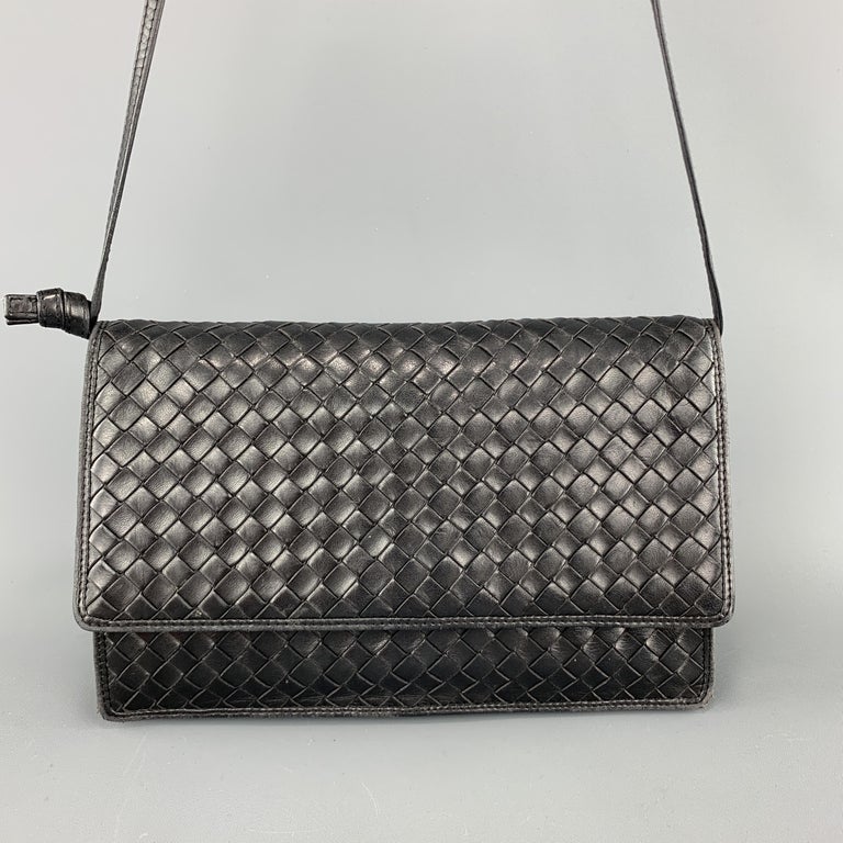 BOTTEGAVENETA leather INTRECCIATO Shoulder Bag B10046603N black