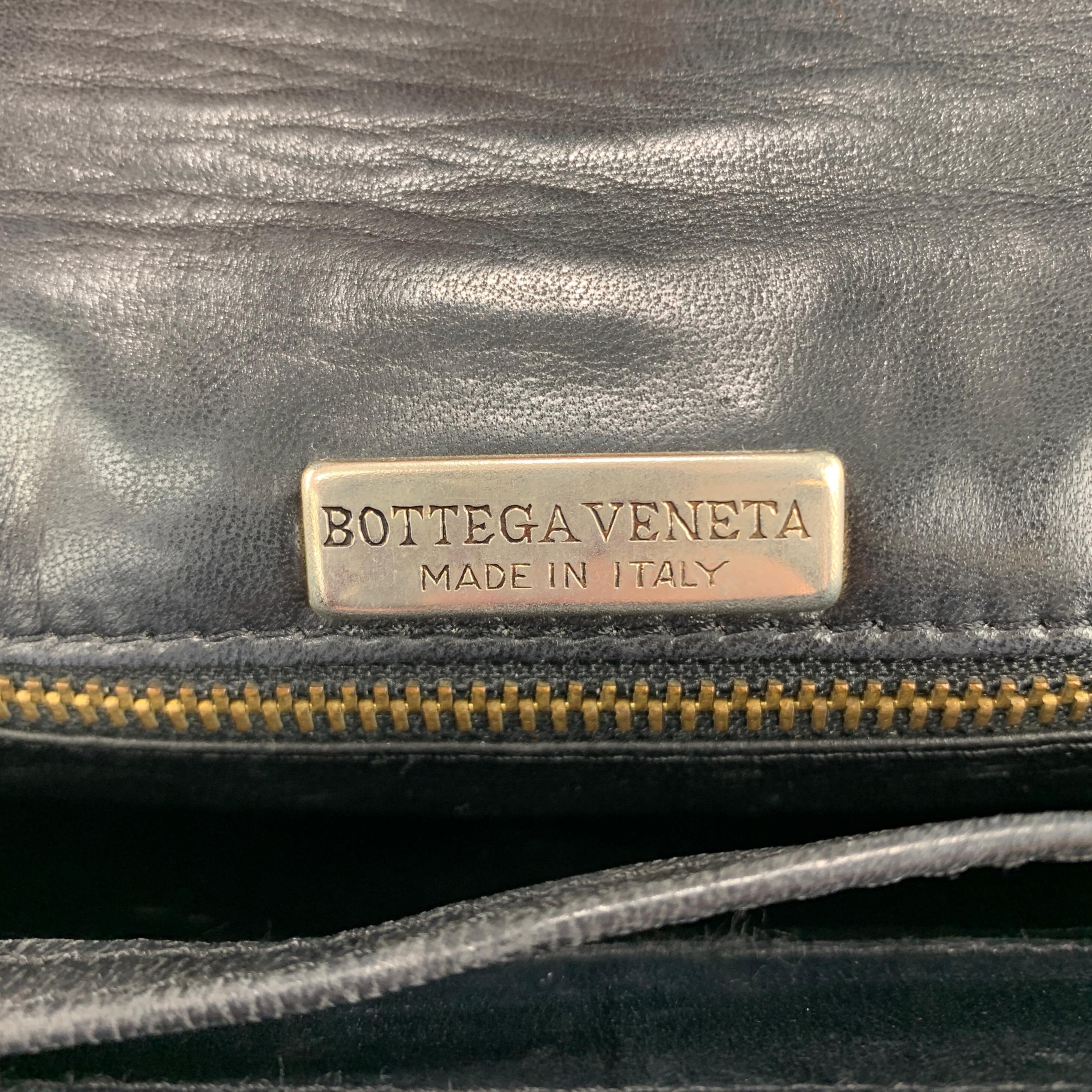 Vintage BOTTEGA VENETA Black Intrecciato Woven Leather Shoulder Bag 2