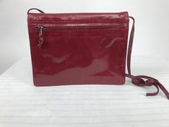Vintage Bottega Veneta Burgundy Glazed Leather Envelope Shoulder Clutch Bag 1970