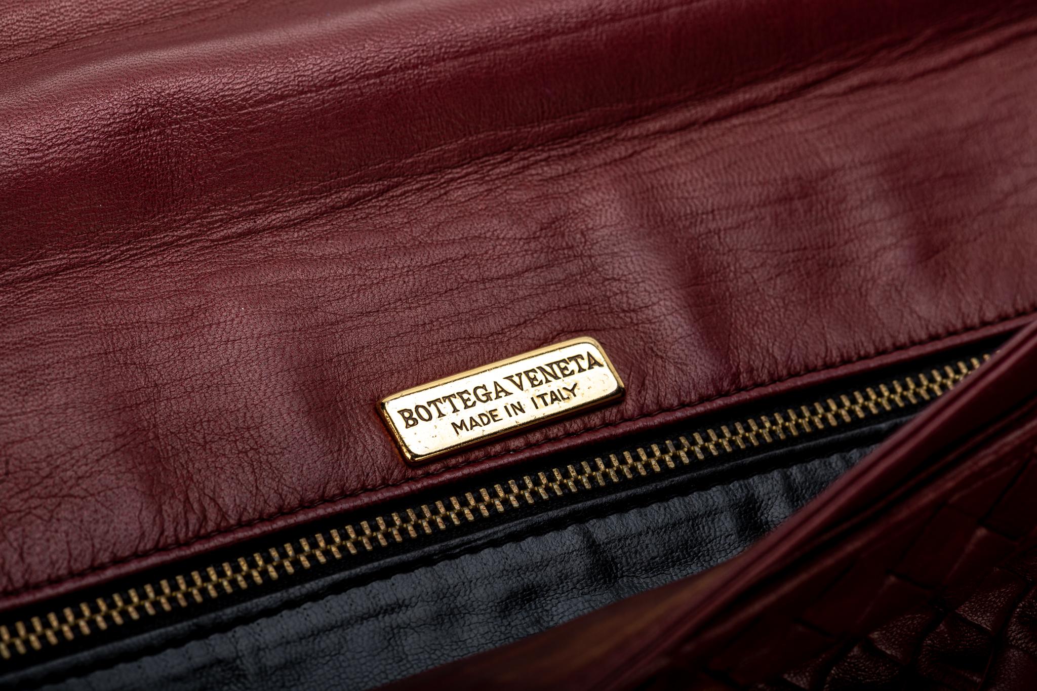 Vintage Bottega Veneta Burgundy Leather Intrecciato Briefcase 3