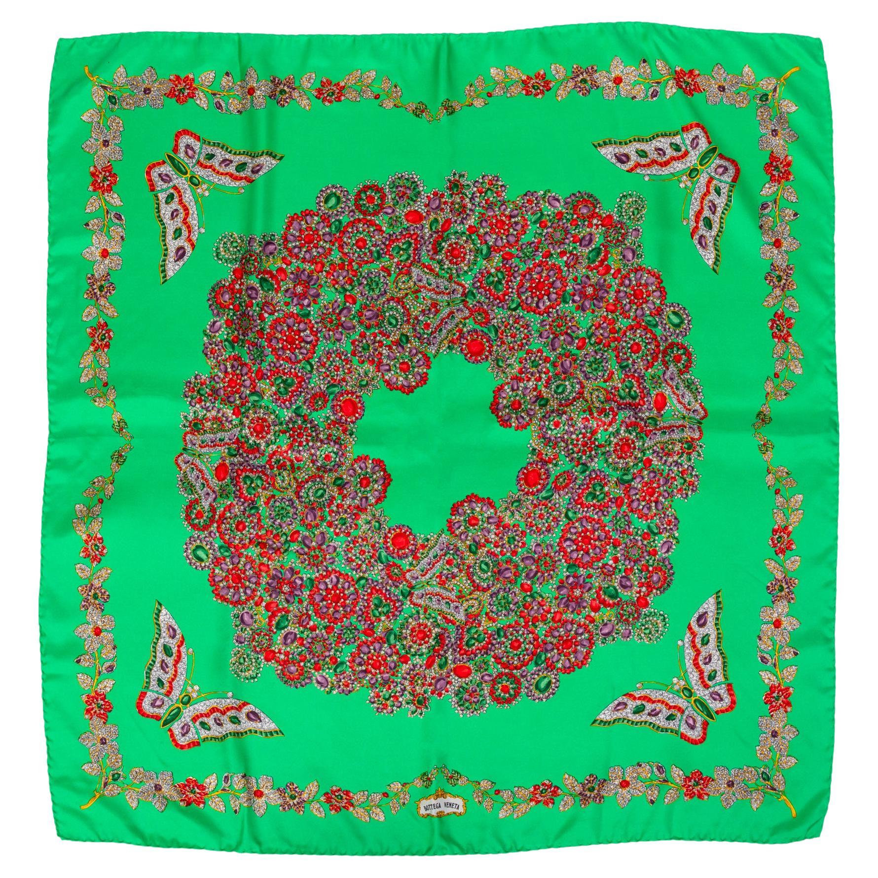Vintage Bottega Veneta Butterfly Jewel Scarf For Sale