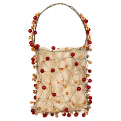 Vintage Bottega Veneta Colorful Beads Sculptural Organza Minaudieré Bag