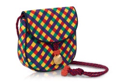 Vintage Bottega Veneta Colorful Ribbon Gold Shell Crossbody Bag