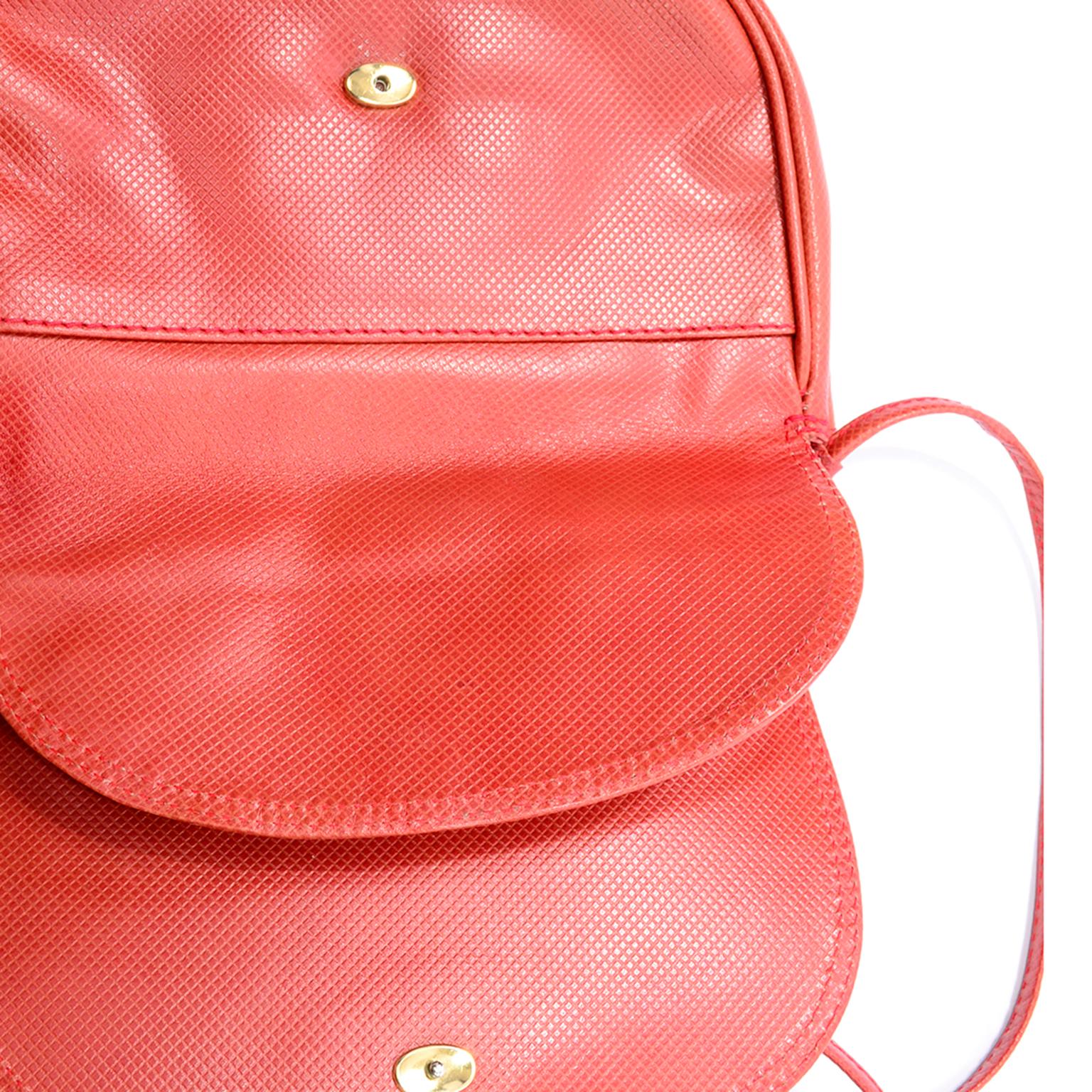 Vintage Bottega Veneta Crossbody Orange Leather Flap Bag With Shoulder Strap 2