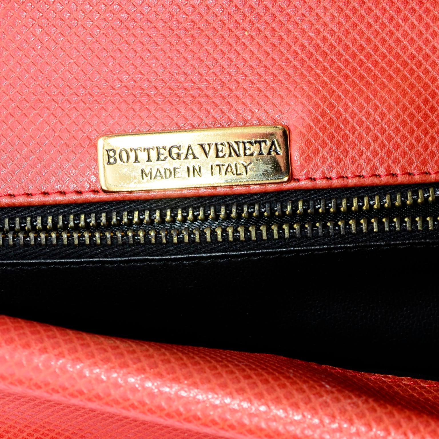 Vintage Bottega Veneta Crossbody Orange Leather Flap Bag With Shoulder Strap 4