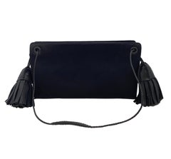 Vintage Bottega Veneta Double Tassel Satin Evening Clutch Shoulder Bag