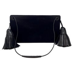 Vintage Bottega Veneta Double Tassel Satin Evening Clutch Shoulder Bag