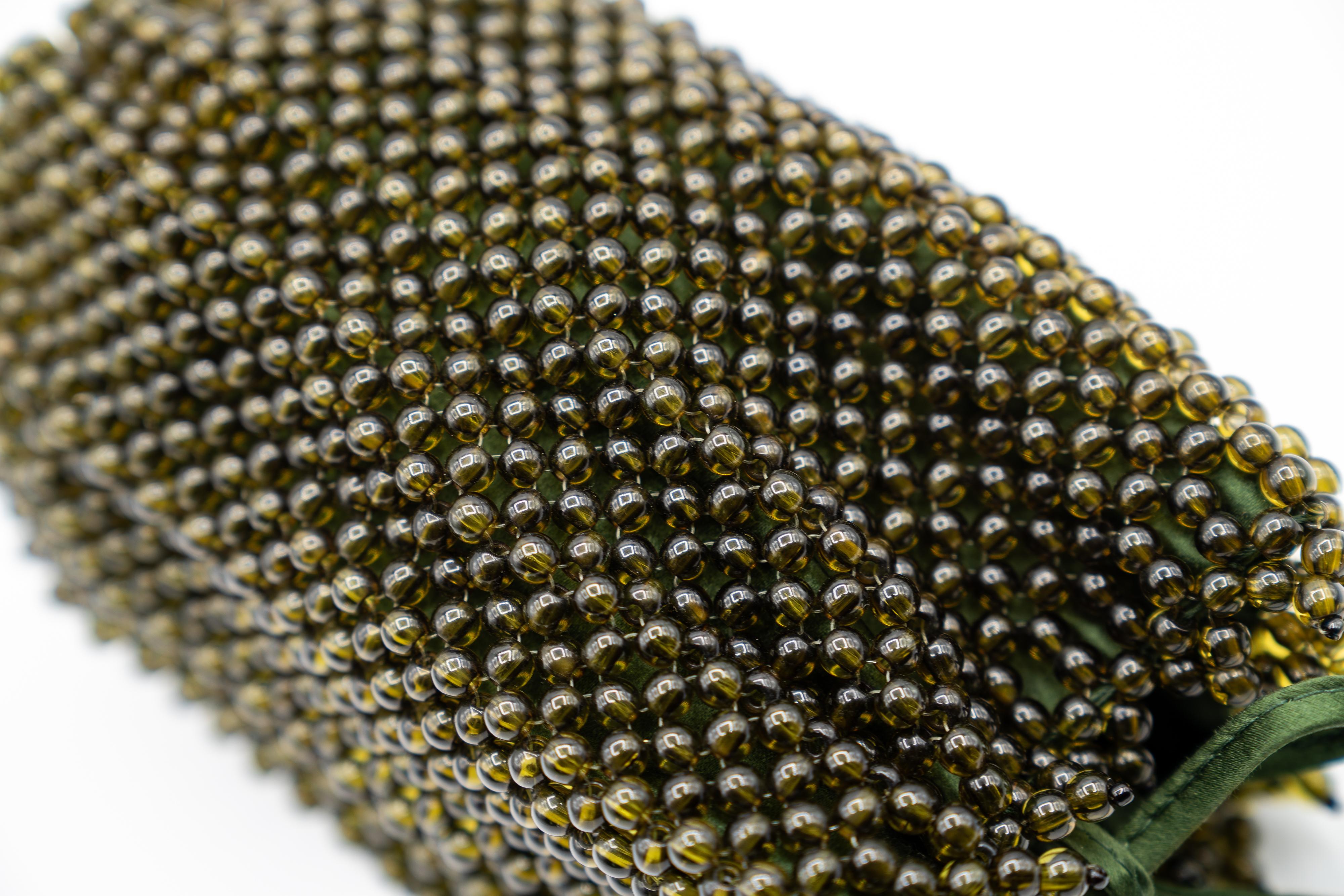Vintage Bottega Veneta Green Beaded Mini Bag For Sale 6