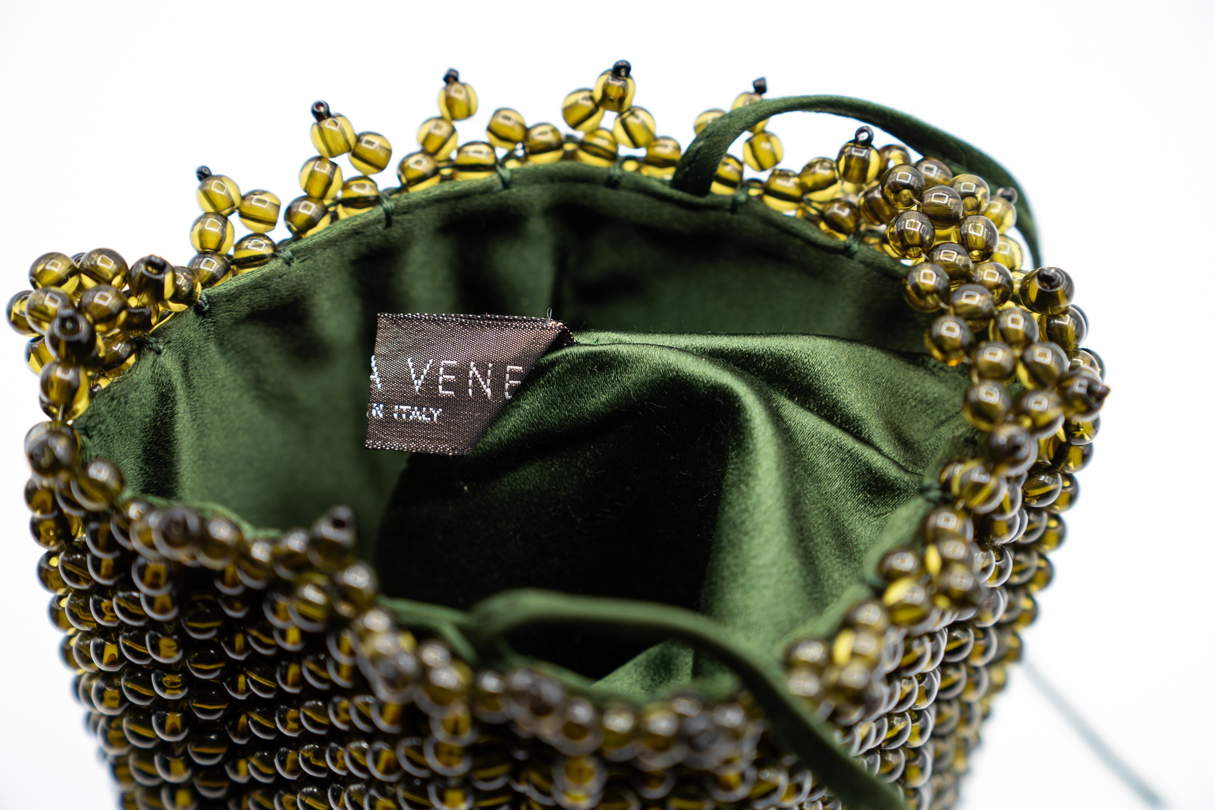 Vintage Bottega Veneta Green Beaded Mini Bag For Sale 8