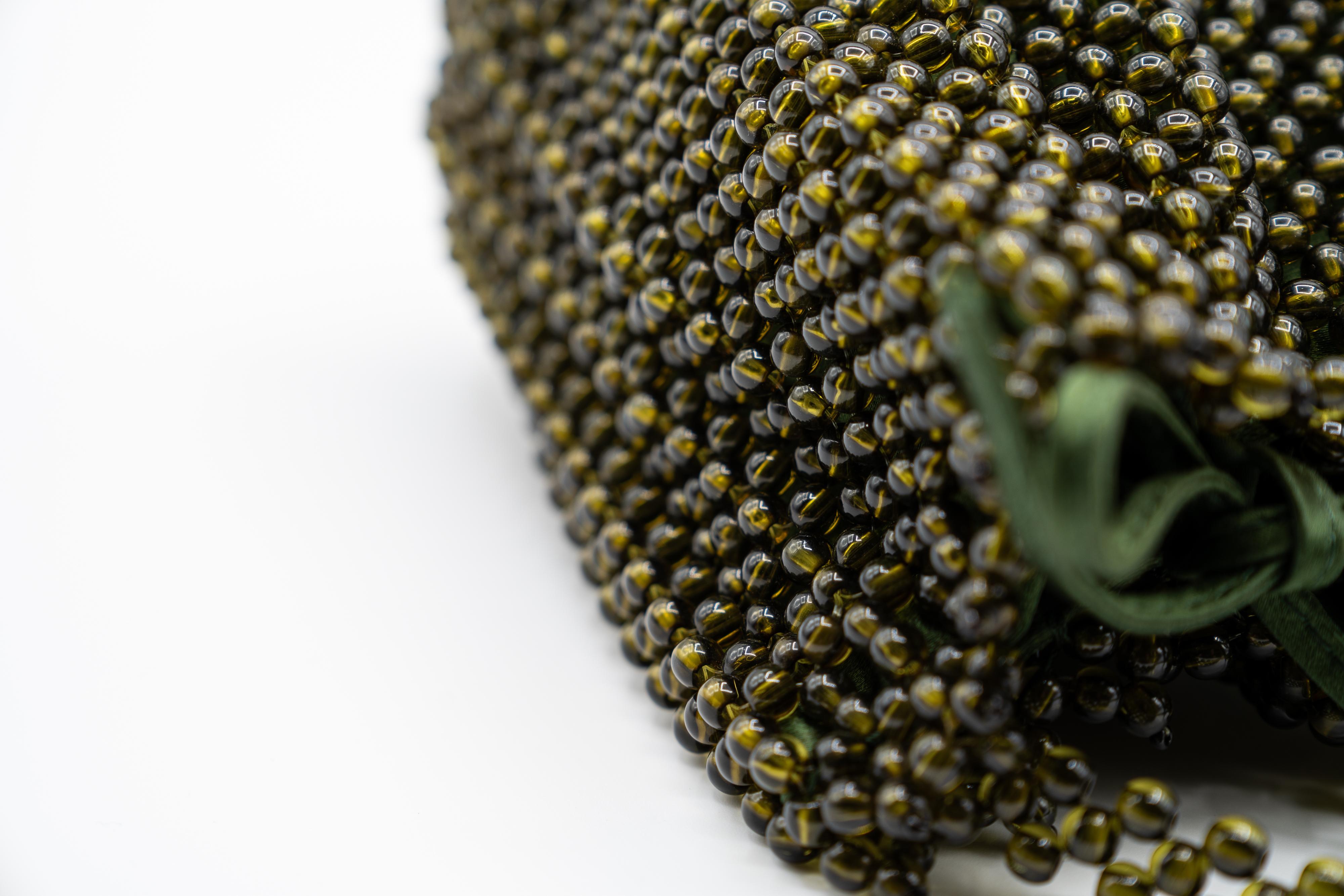Vintage Bottega Veneta Green Beaded Mini Bag For Sale 4
