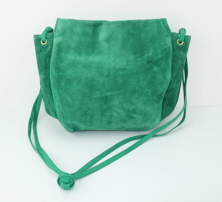 Vintage Bottega Green Suede Leather Hobo Handbag at 1stDibs