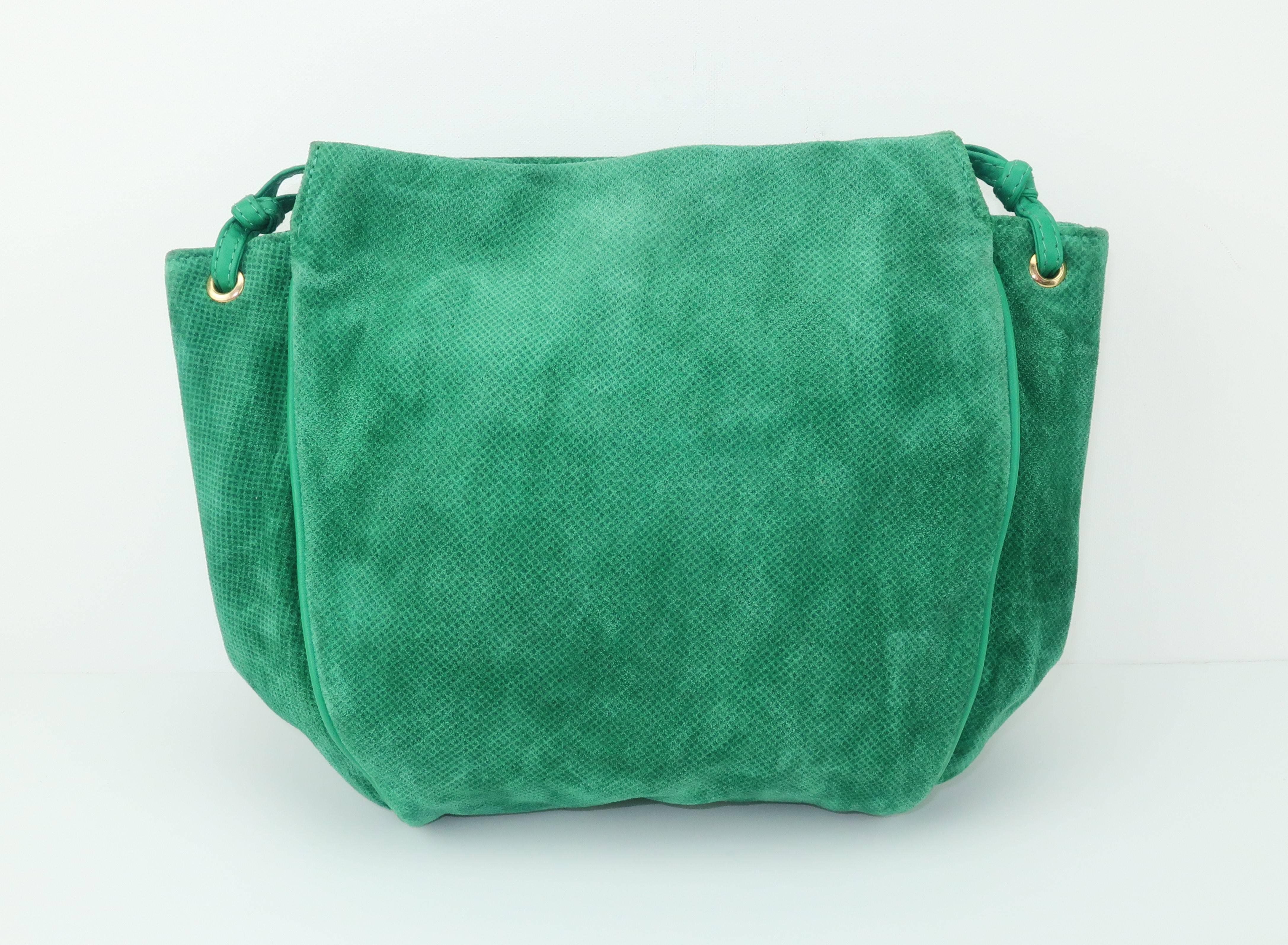 green suede handbag