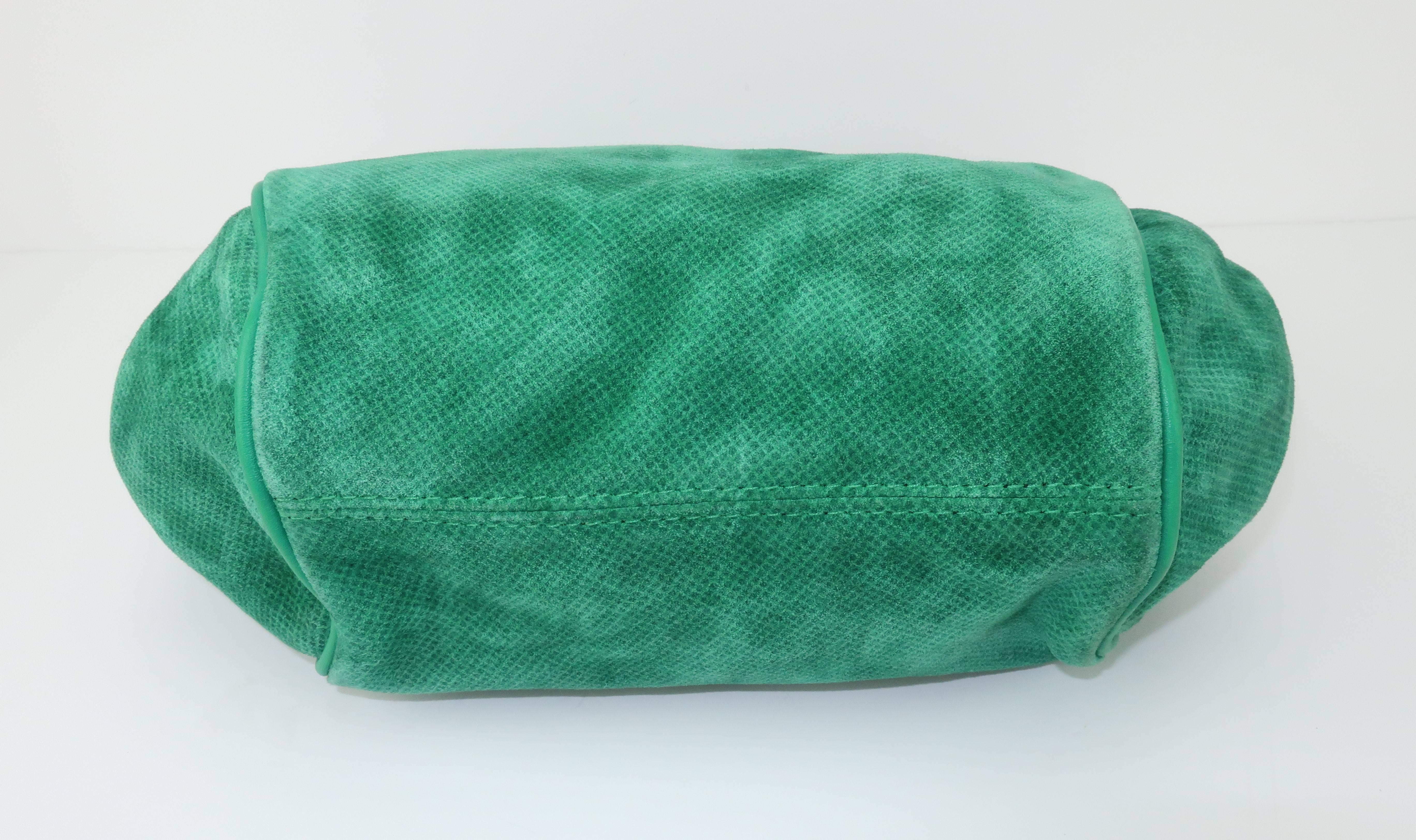 Women's Vintage Bottega Veneta Green Suede Leather Hobo Handbag