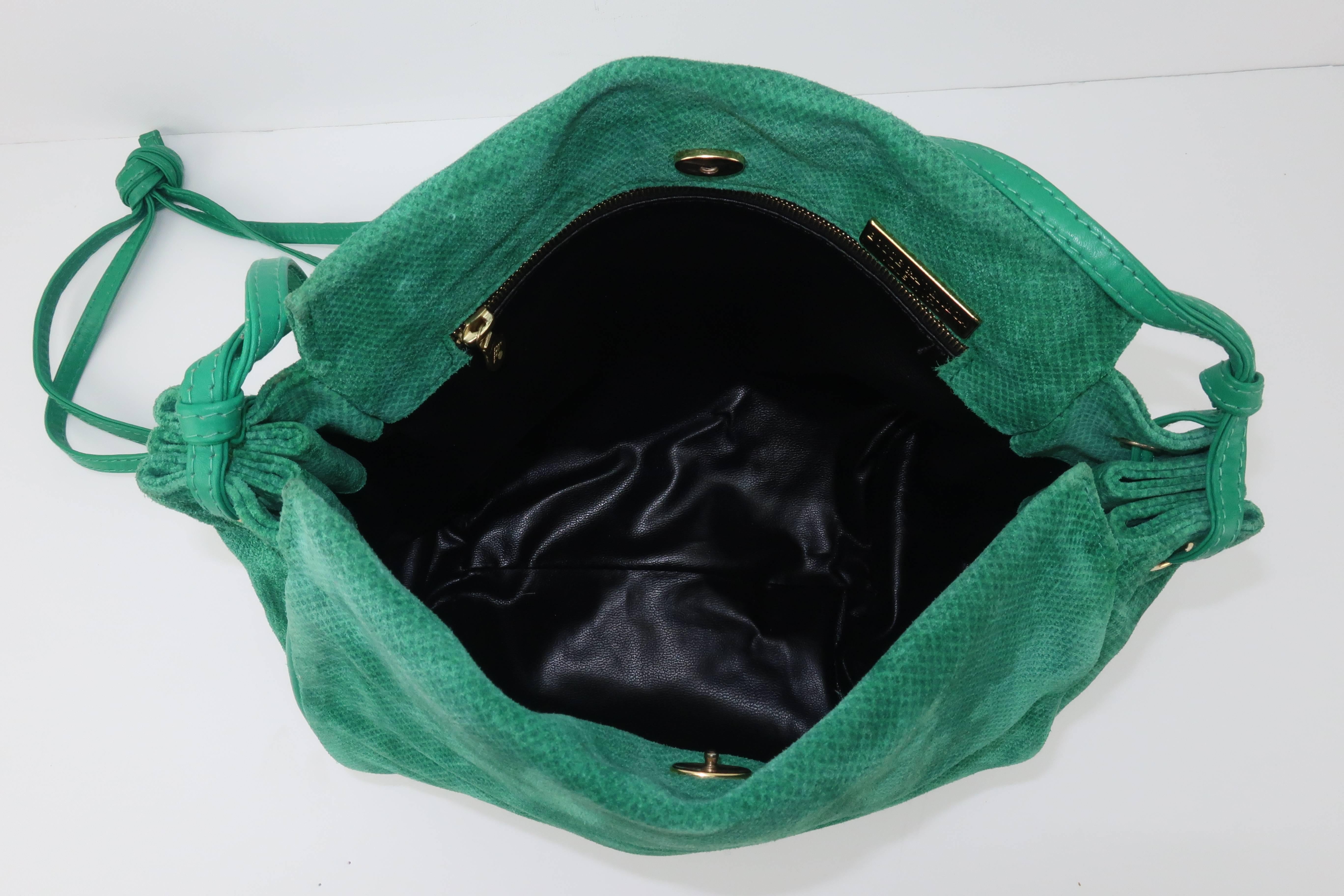 Vintage Bottega Veneta Green Suede Leather Hobo Handbag 2