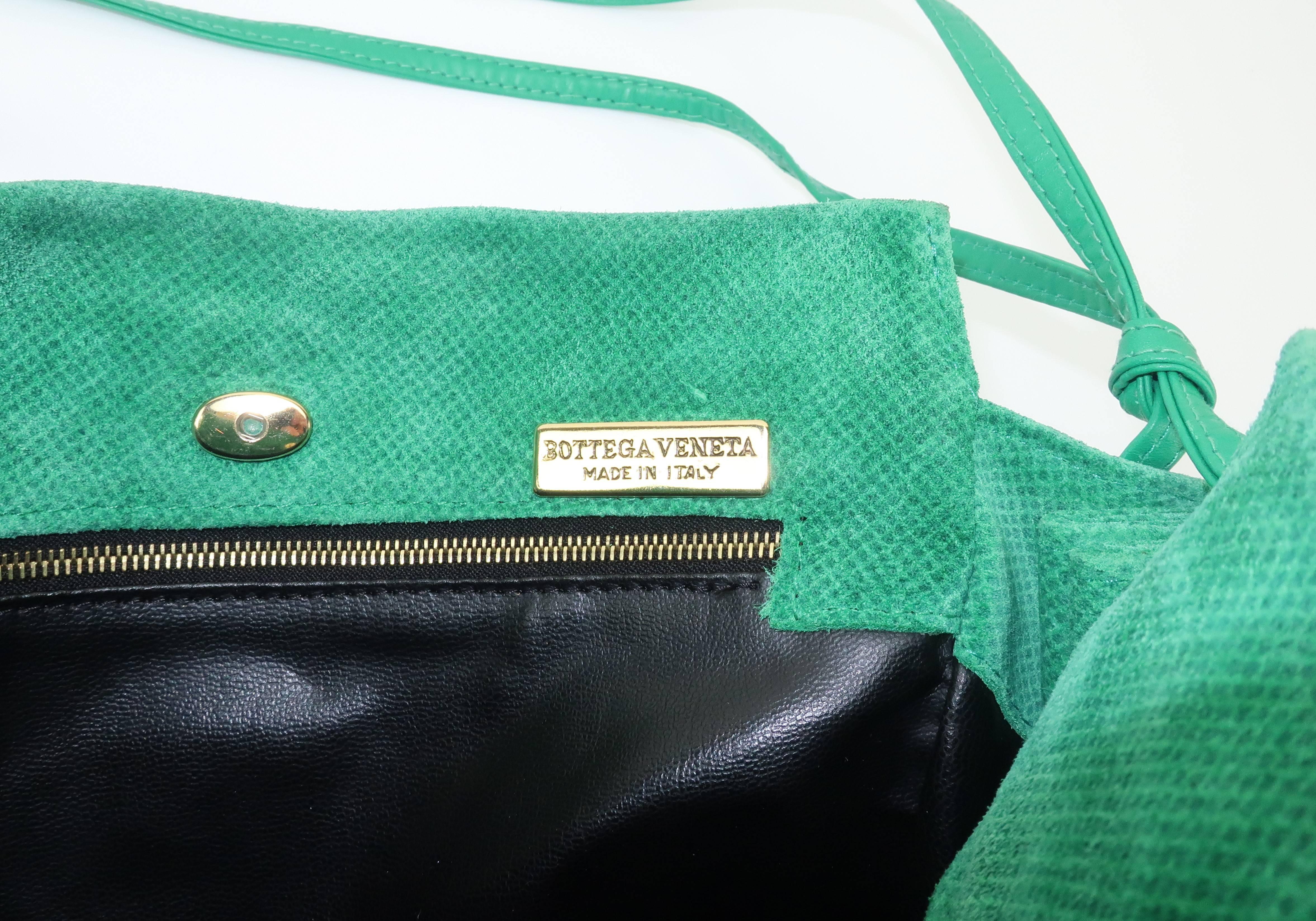 Vintage Bottega Veneta Green Suede Leather Hobo Handbag 3