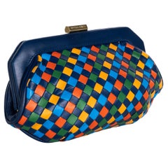 Vintage Bottega Veneta Intrecciato Leather Harlequin Clutch