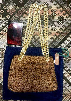 Vintage Bottega Veneta leopard printed genuine fur leather shoulder bag.  For Sale at 1stDibs