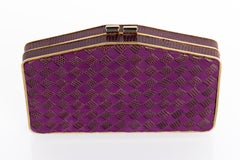 Vintage Bottega Veneta Purple Suede & Lizard Intrecciato Convertible Clutch Bag