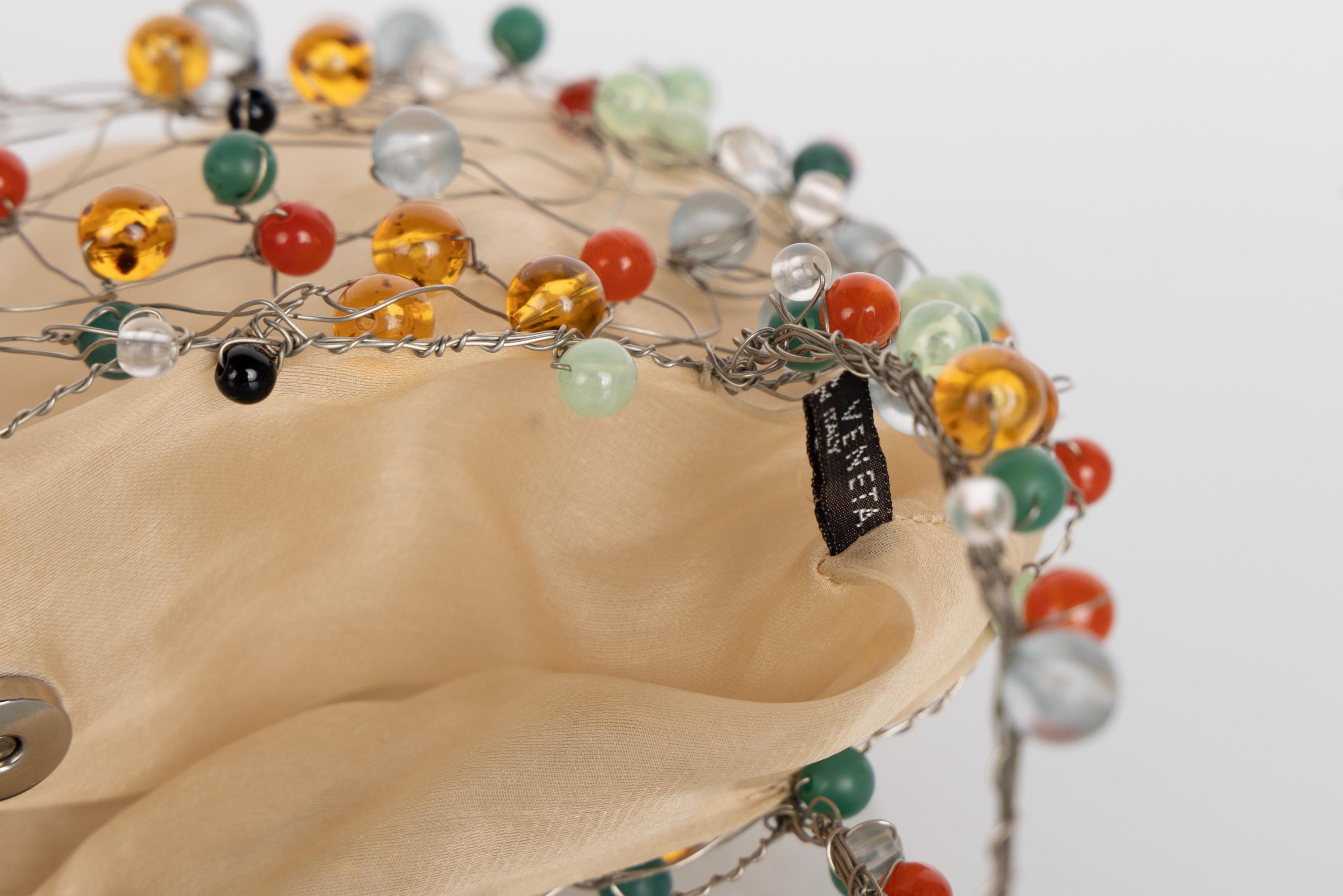 Vintage Bottega Veneta Sculptural Beaded Organza Bag For Sale 2