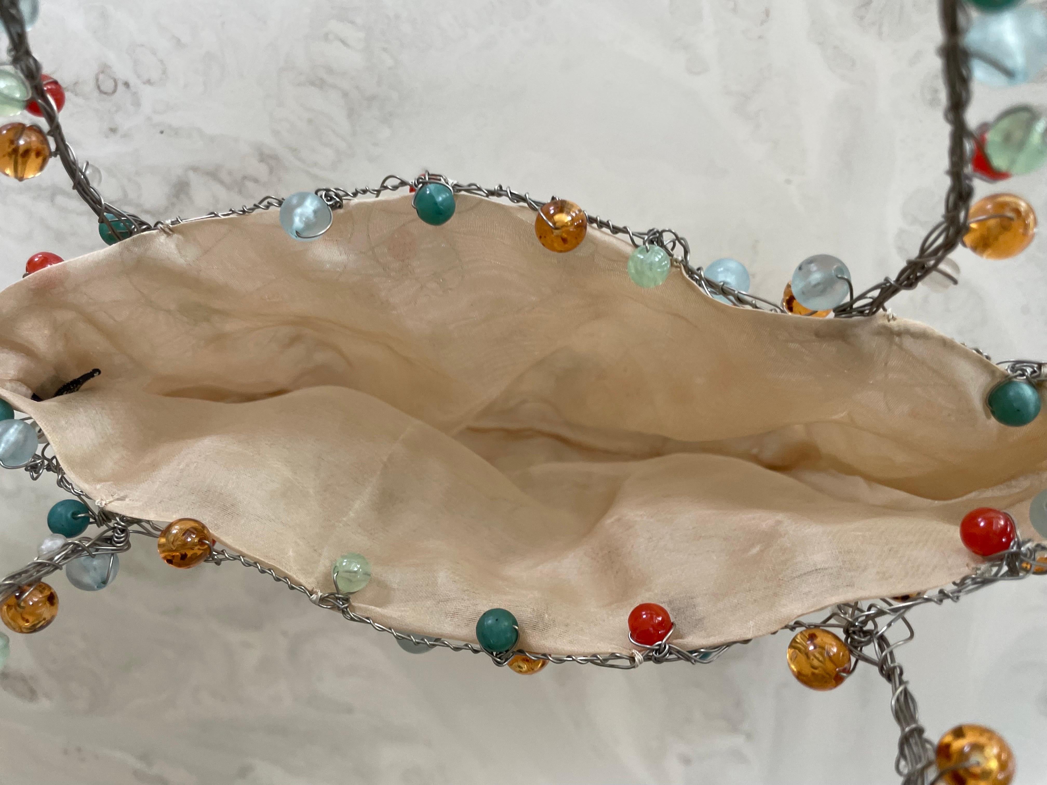 Vintage Bottega Veneta Sculptural Beaded Organza Bag For Sale 4