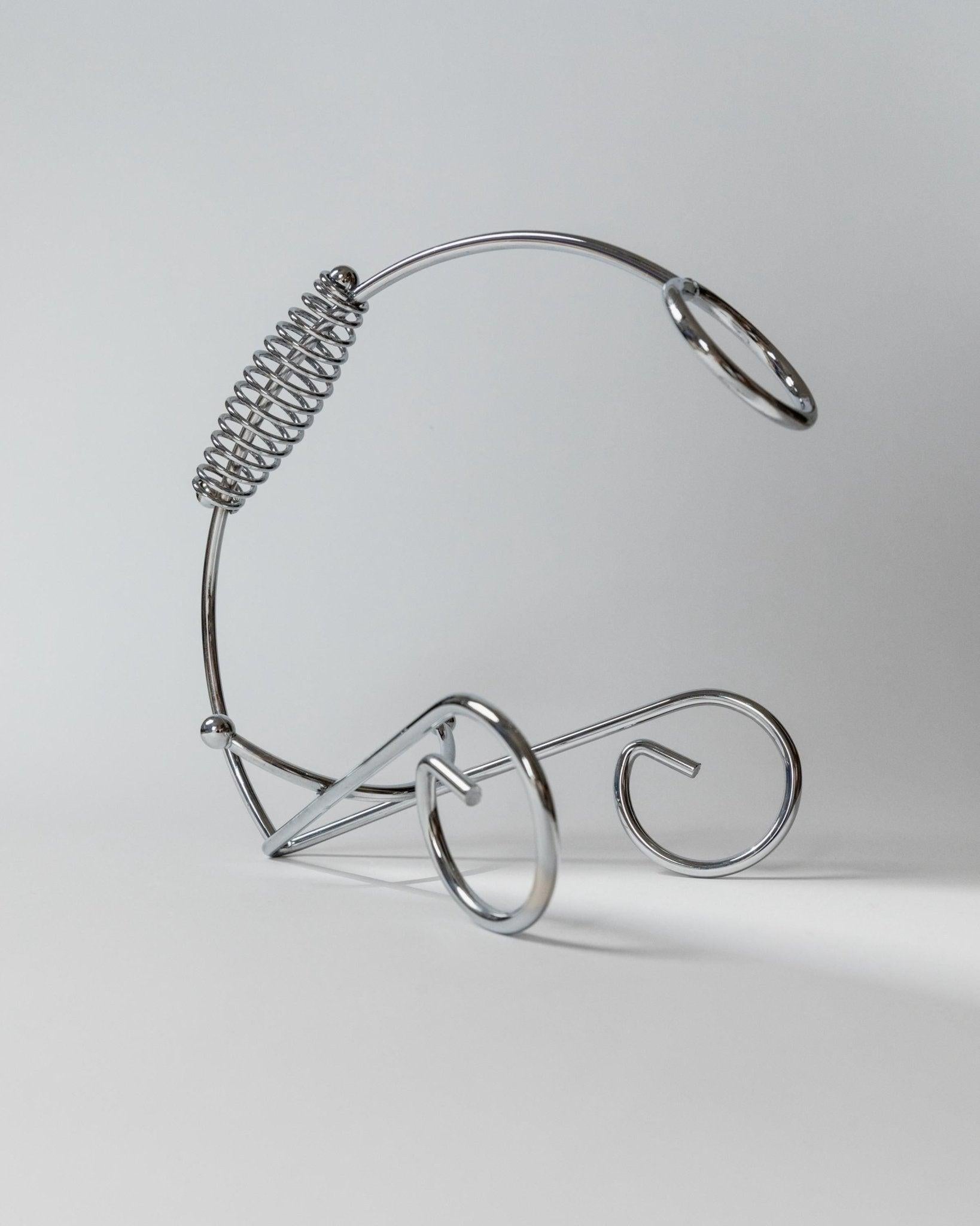 Vintage Flaschenhalter Chrom Metall mit Spiralgriff Wein Accessoire, 1980er Jahre im Angebot 4