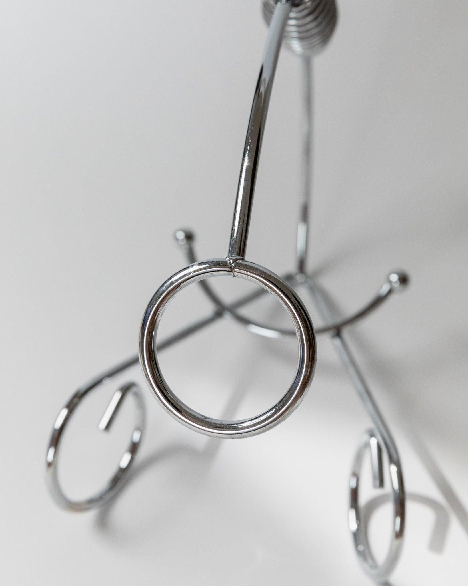 Vintage Flaschenhalter Chrom Metall mit Spiralgriff Wein Accessoire, 1980er Jahre (20. Jahrhundert) im Angebot