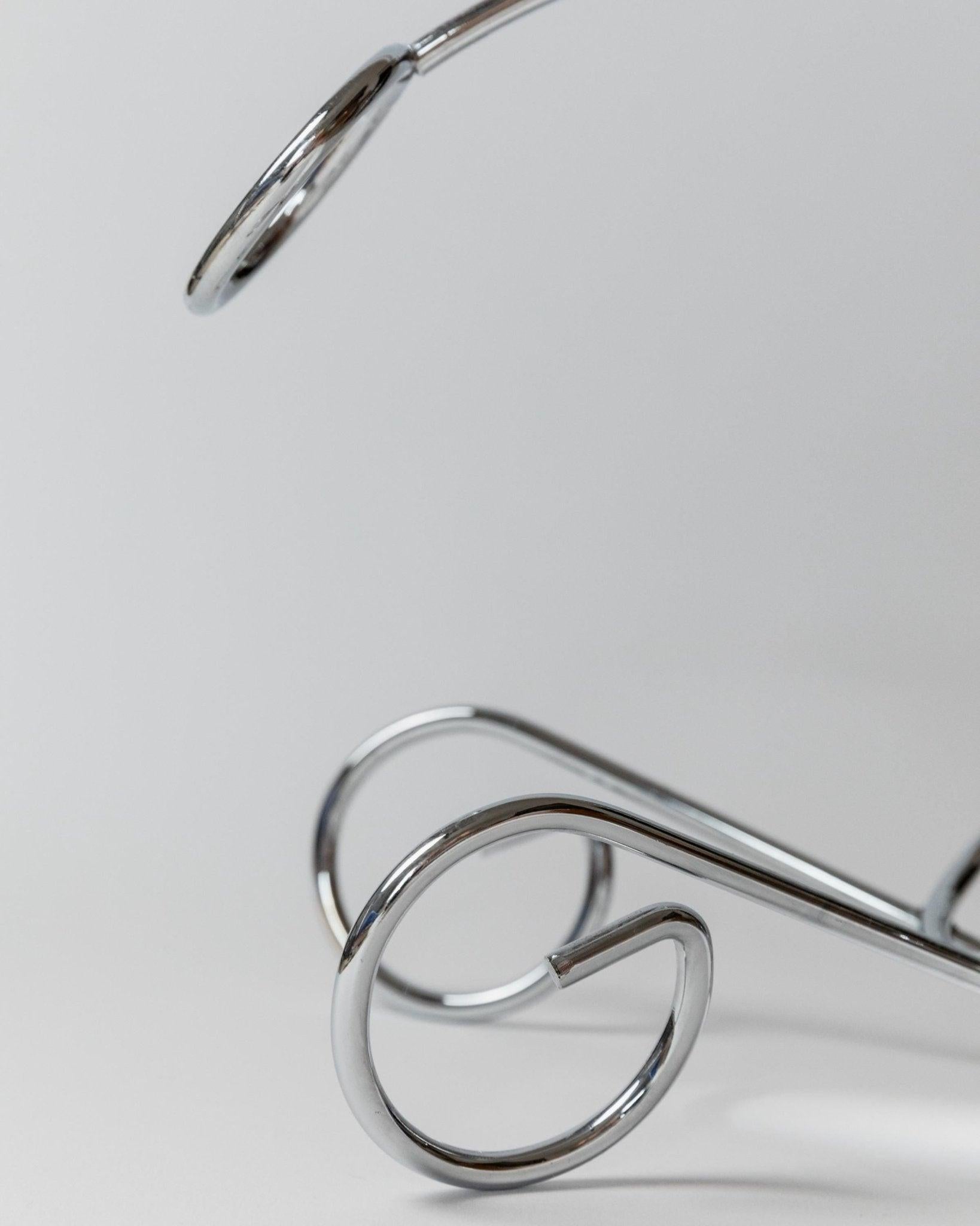 Vintage Flaschenhalter Chrom Metall mit Spiralgriff Wein Accessoire, 1980er Jahre im Angebot 3