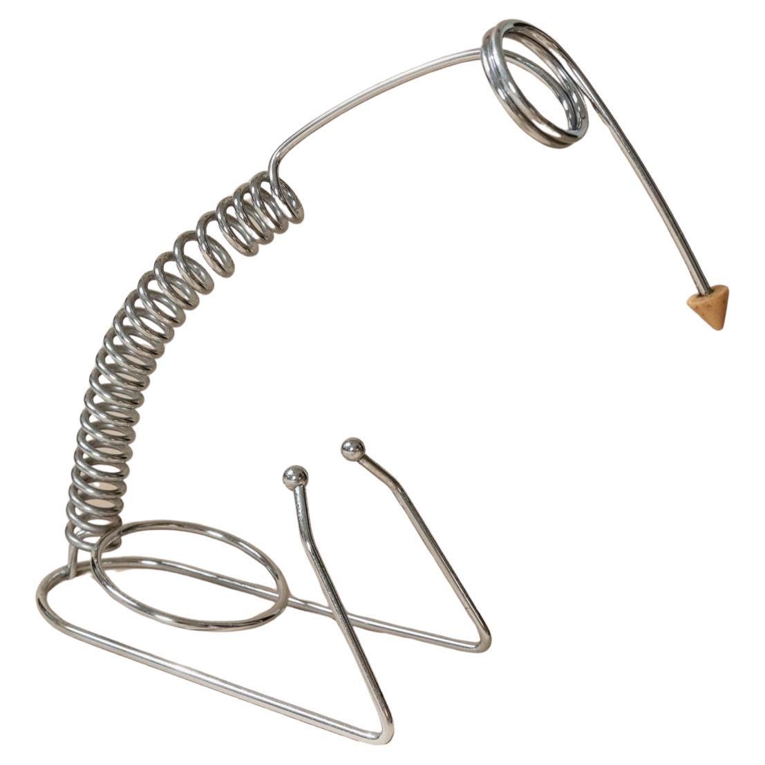 Vintage Bottle Holder Stainless Steel Spiral - Wine Storage Space Age, 1980s