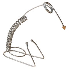Vintage Bottle Holder Stainless Steel Spiral - Wine Storage Space Age, 1980s