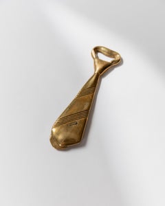 Vintage Bottle Opener Brass, Tie Shaped for Bottle Caps, 1970s