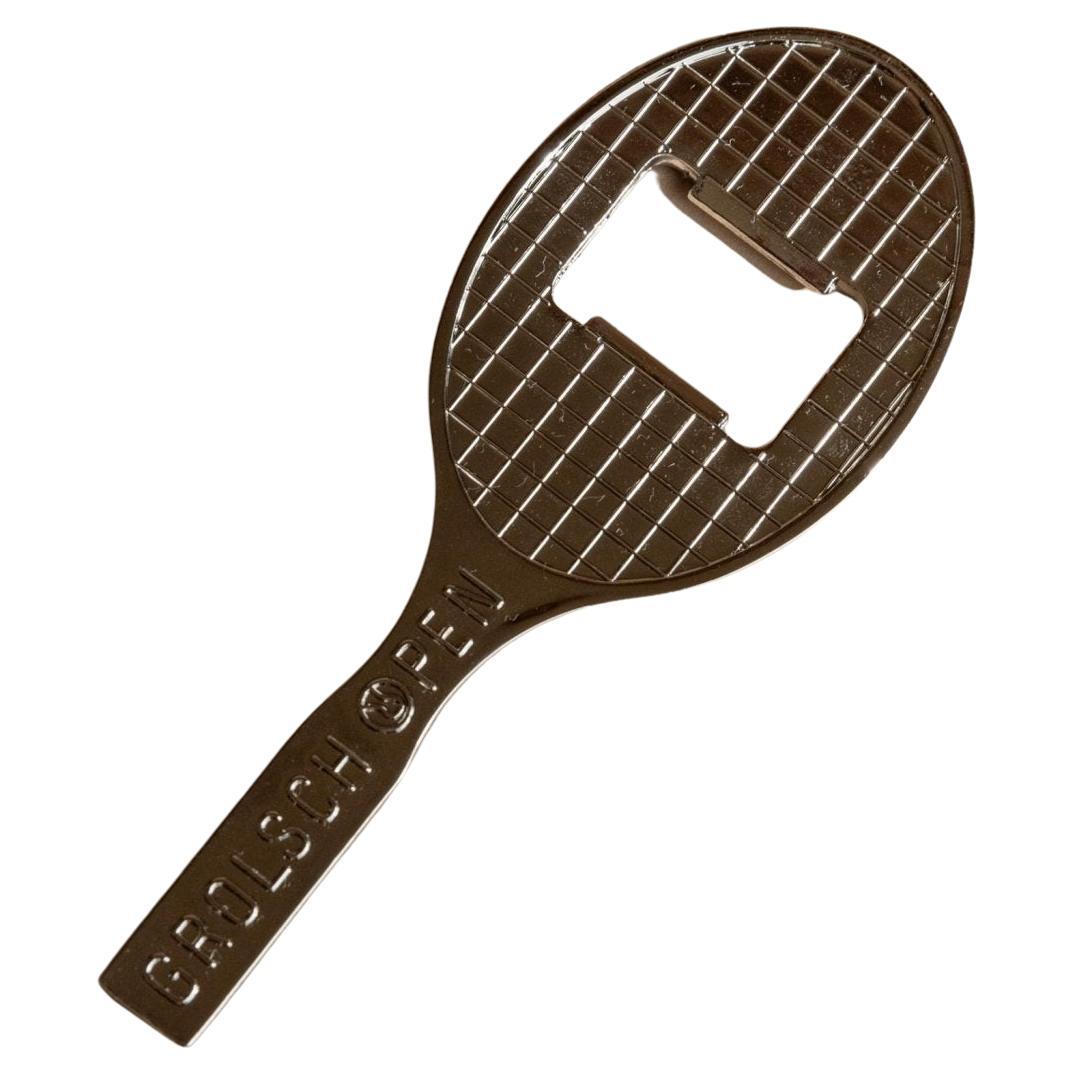 Vintage Bottle Opener Silver Plated Tennis Racket Shape for Grolsch, 1980s For Sale