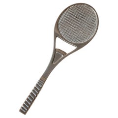 Vintage Bottle Opener Silver Plated Tennis Racket Shape for Perrier 1980s Vintage Bottle Opener Silver Plated Tennis Racket Shape for Perrier 1980s