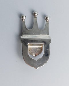 Vintage Bottle Opener Silver Plated with Crown Shape Design, Italy, 1980s