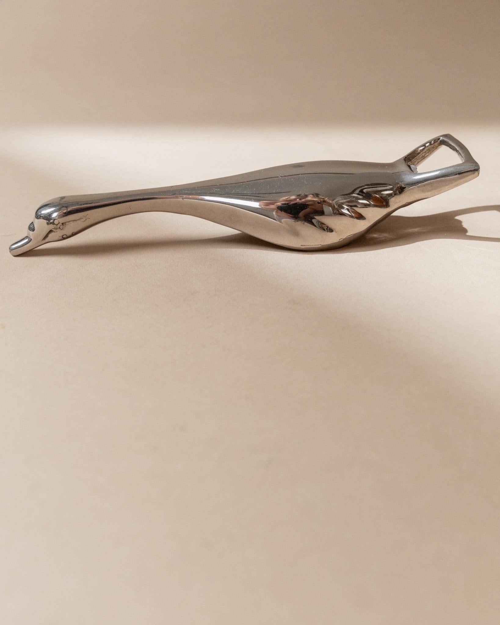 Apribottiglie d'epoca placcato in argento con forma di oca, design Mid Century, anni '60 In condizioni buone in vendita a Montecalvoli, IT