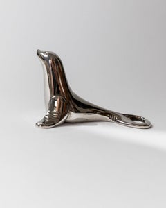 Vintage Bottle Opener Silver Plated with Seal Shape Mid Century Design, 1960s