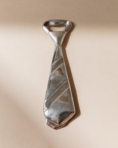 Vintage Bottle Opener Silver Plated with Tie Shape Mid Century Design, 1970s