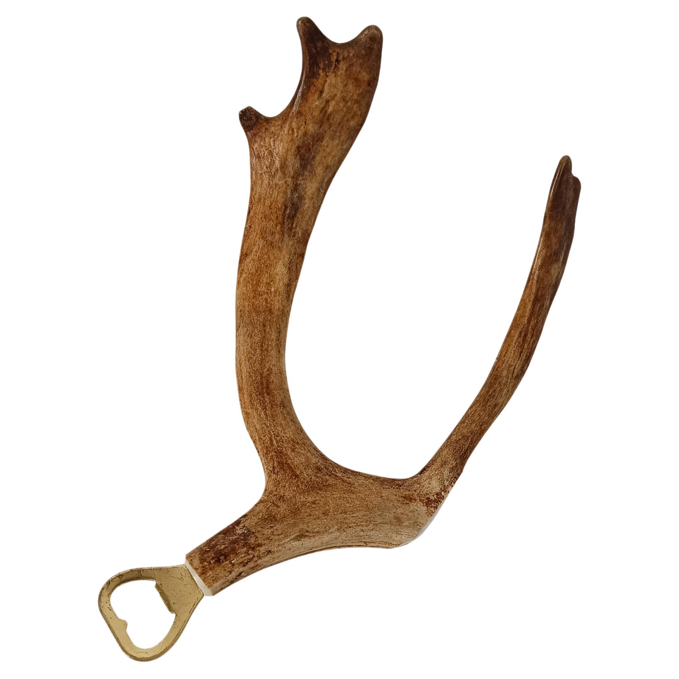 Vintage Bottle Opener with Fallow-Deer Antler Handle, 70s