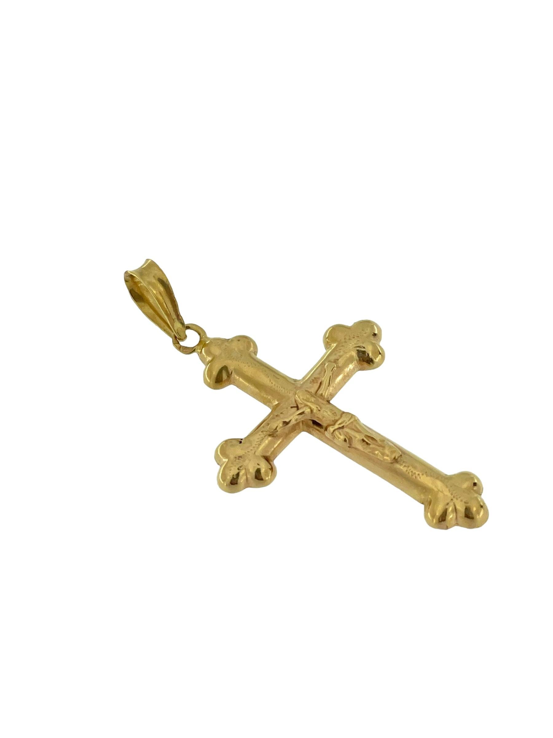 Bottony Gelbgold Kruzifix im Vintage-Stil (Kunsthandwerker*in)