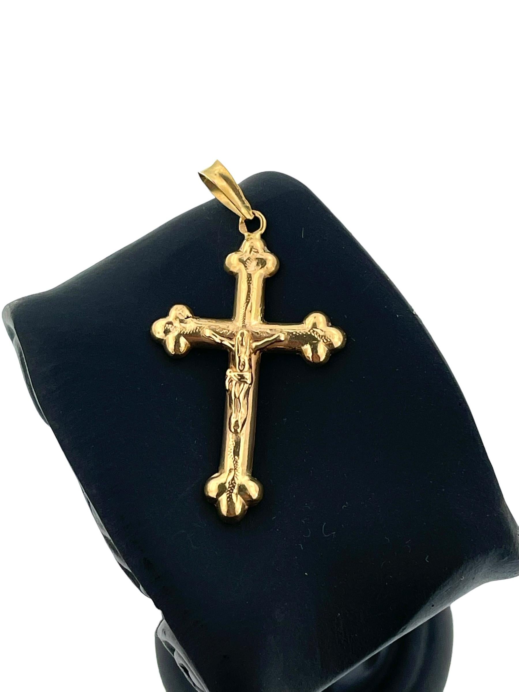 Bottony Gelbgold Kruzifix im Vintage-Stil für Damen oder Herren
