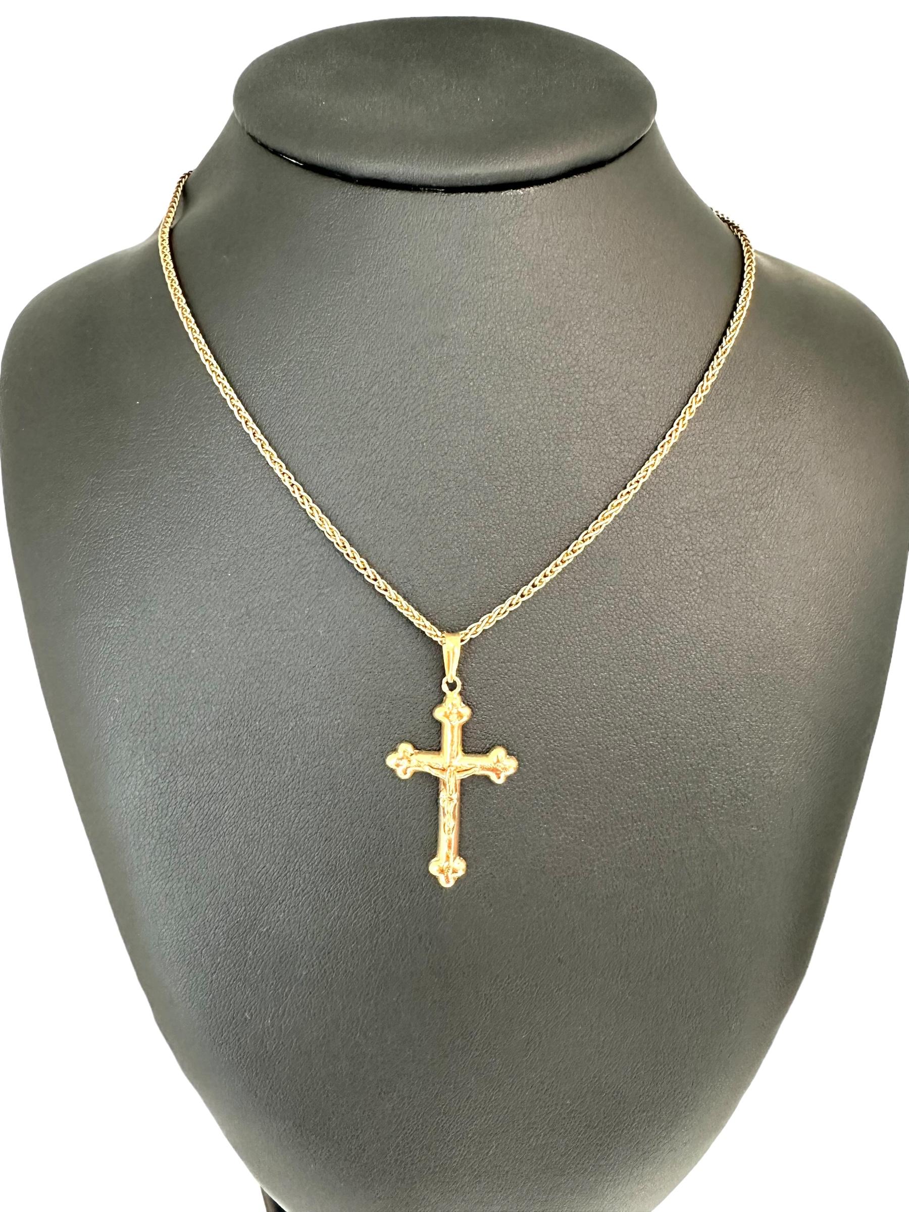 Bottony Gelbgold Kruzifix im Vintage-Stil 1