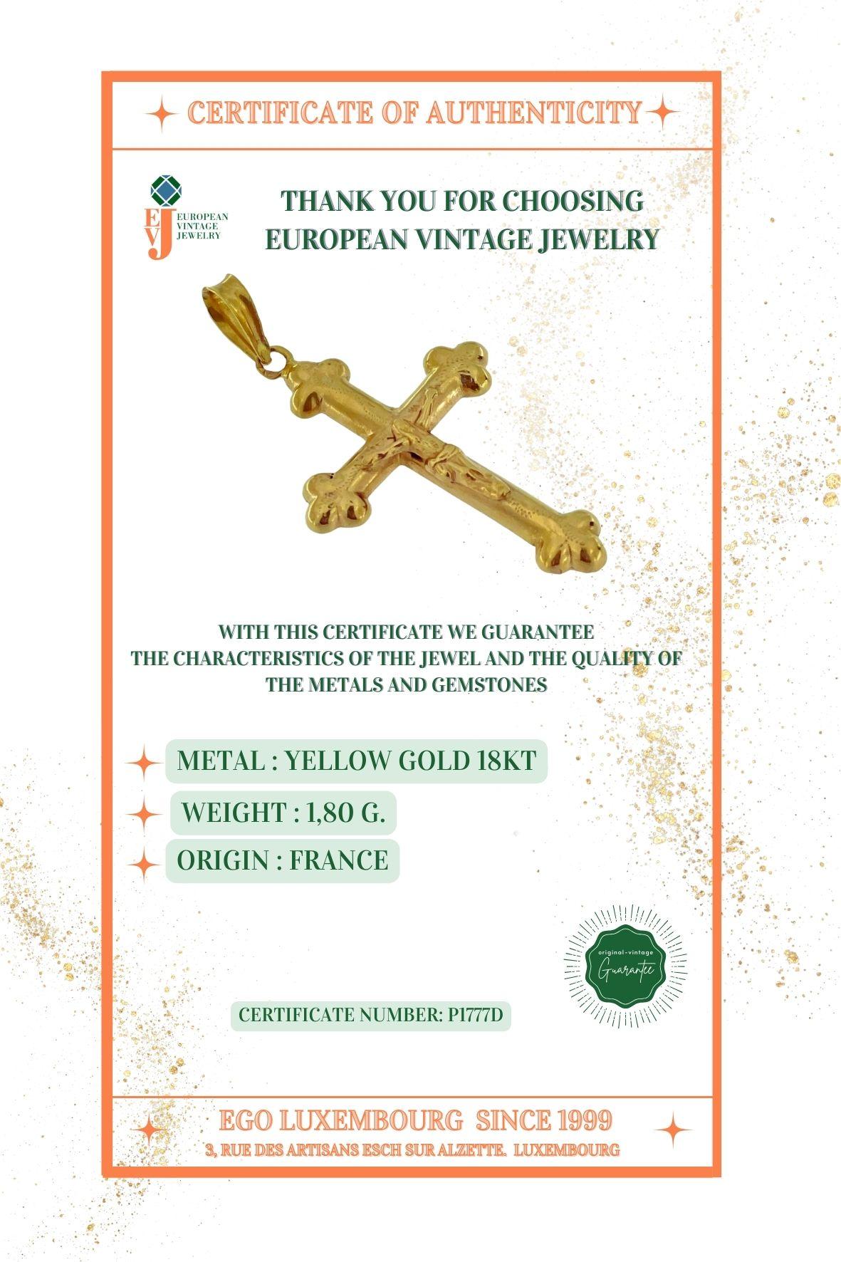 Bottony Gelbgold Kruzifix im Vintage-Stil 3