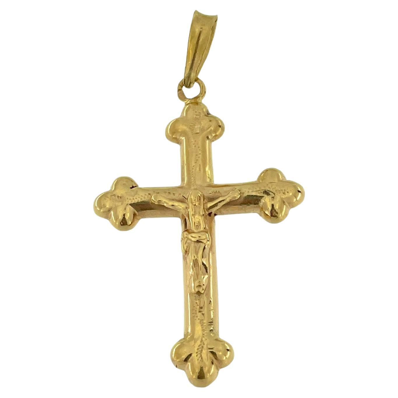 Bottony Gelbgold Kruzifix im Vintage-Stil