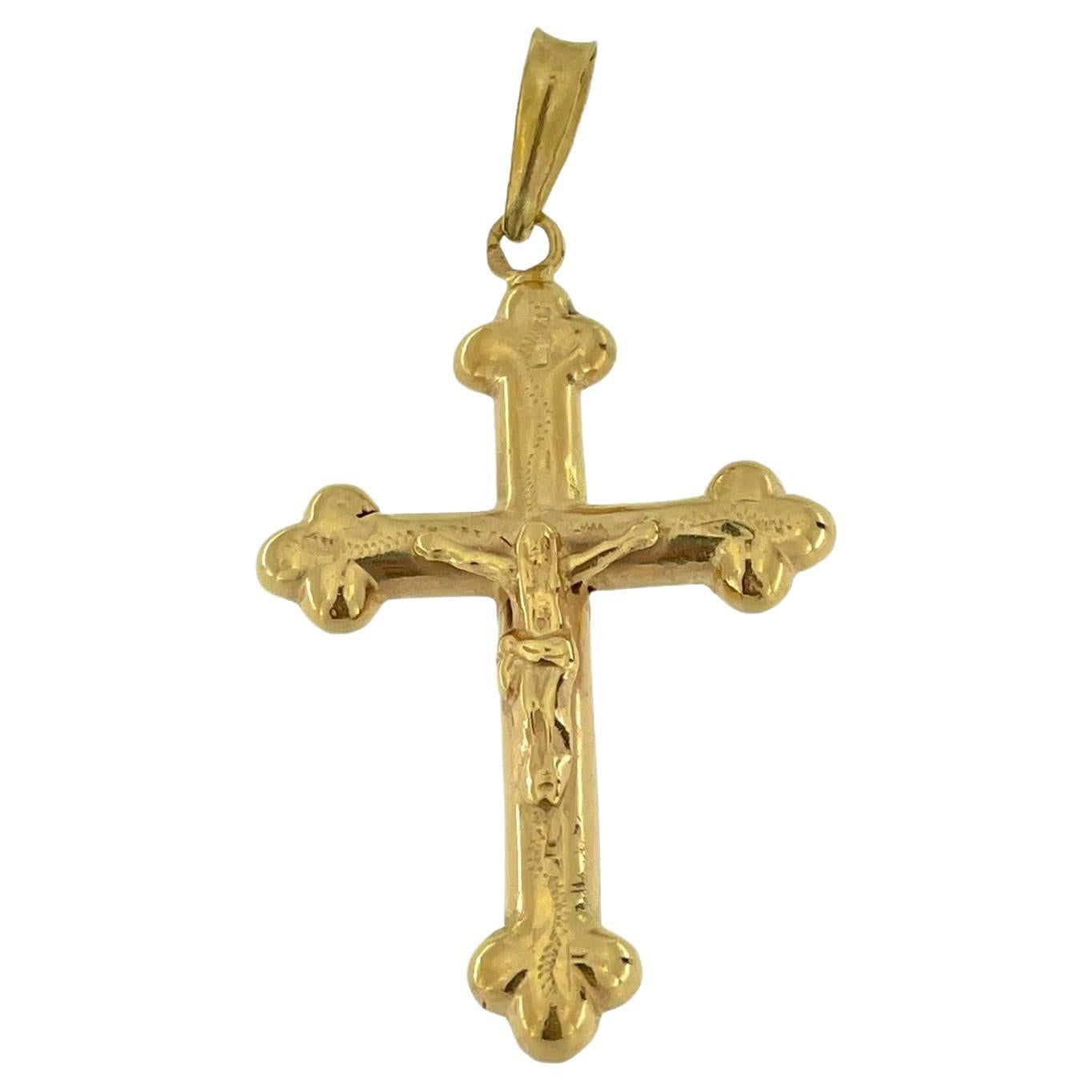 Vintage Bottony Yellow Gold Crucifix