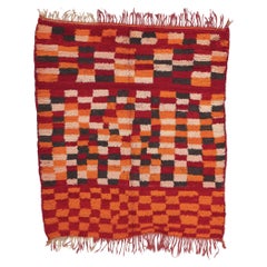 Marokkanischer Vintage-Teppich Bouad, Stammeszauber trifft auf gemütlichen kubistischen Stil