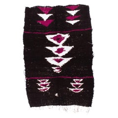 Retro Moroccan Boucharouite rug 1990's, Bohemian Triangle Pattern Rug In Stock