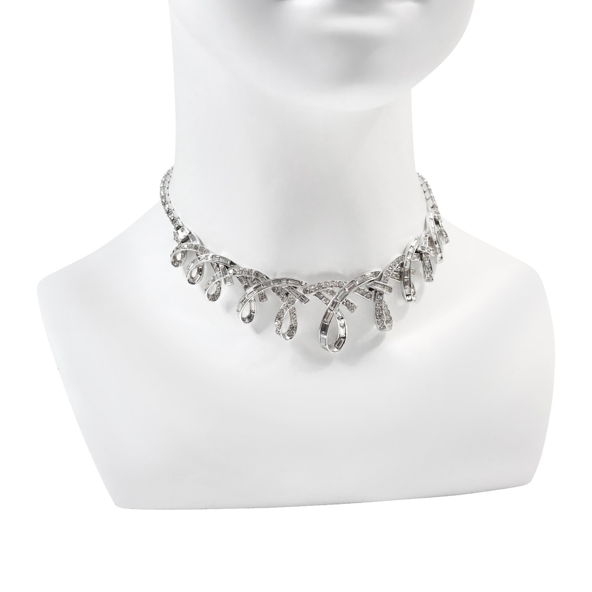 Modern Vintage Boucher Baguette and Round Choker Circa 1960s For Sale