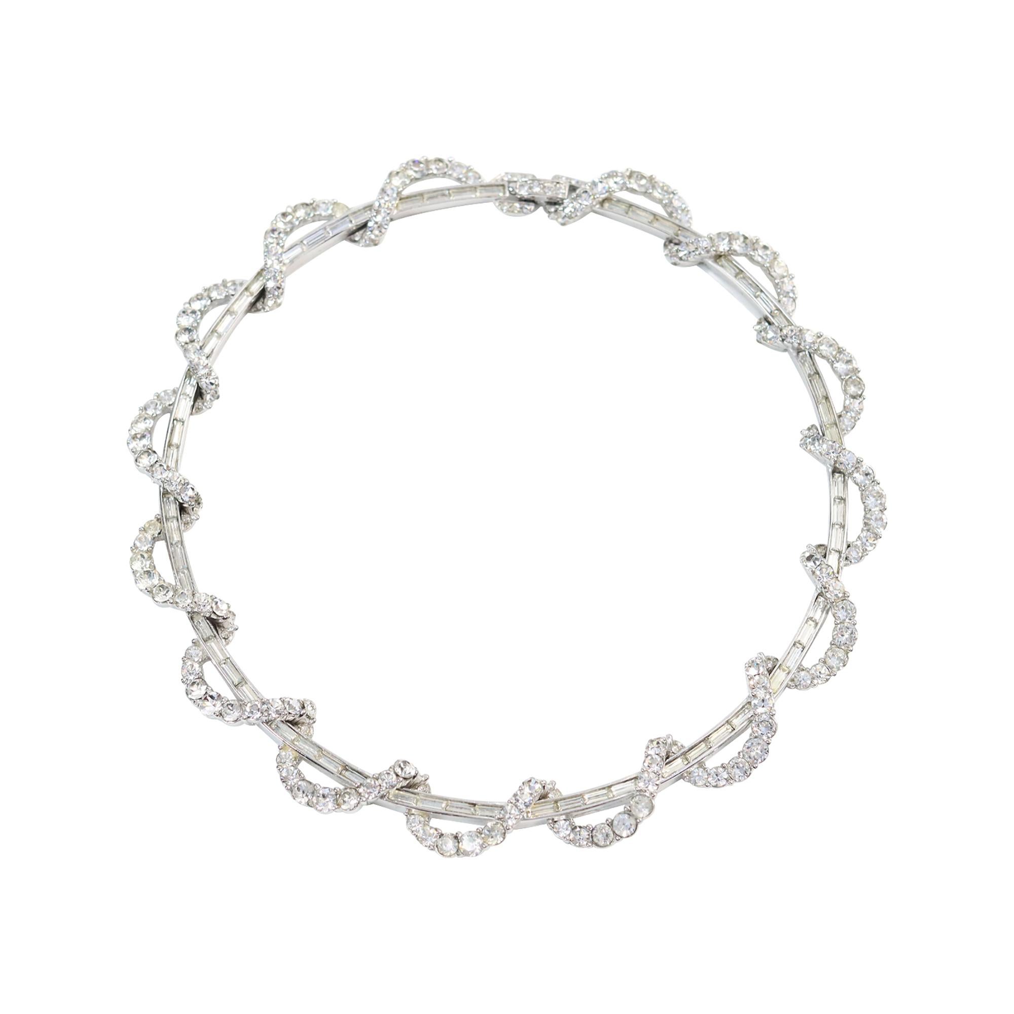 Vintage Boucher Baguette and Round Necklace Circa 1960s For Sale 1