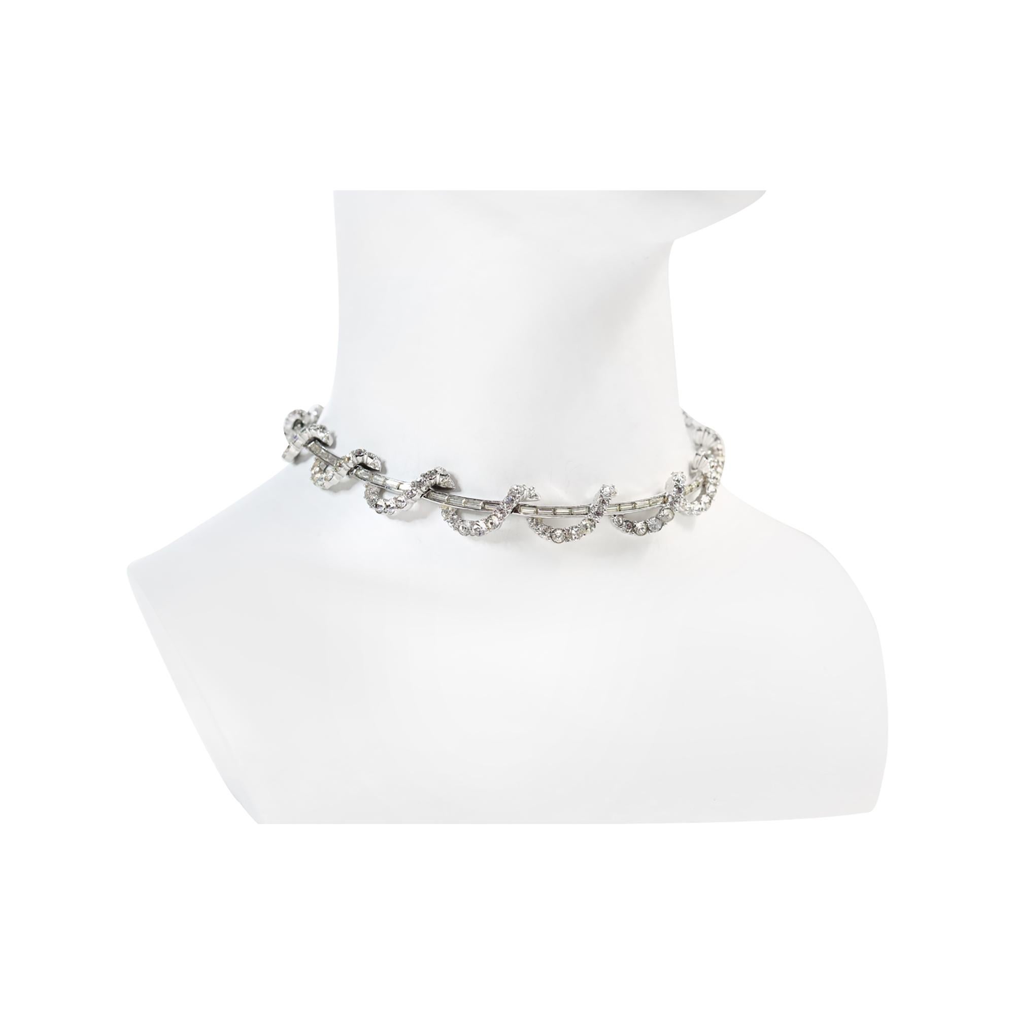 Vintage Boucher Baguette and Round Necklace Circa 1960s In Good Condition For Sale In New York, NY