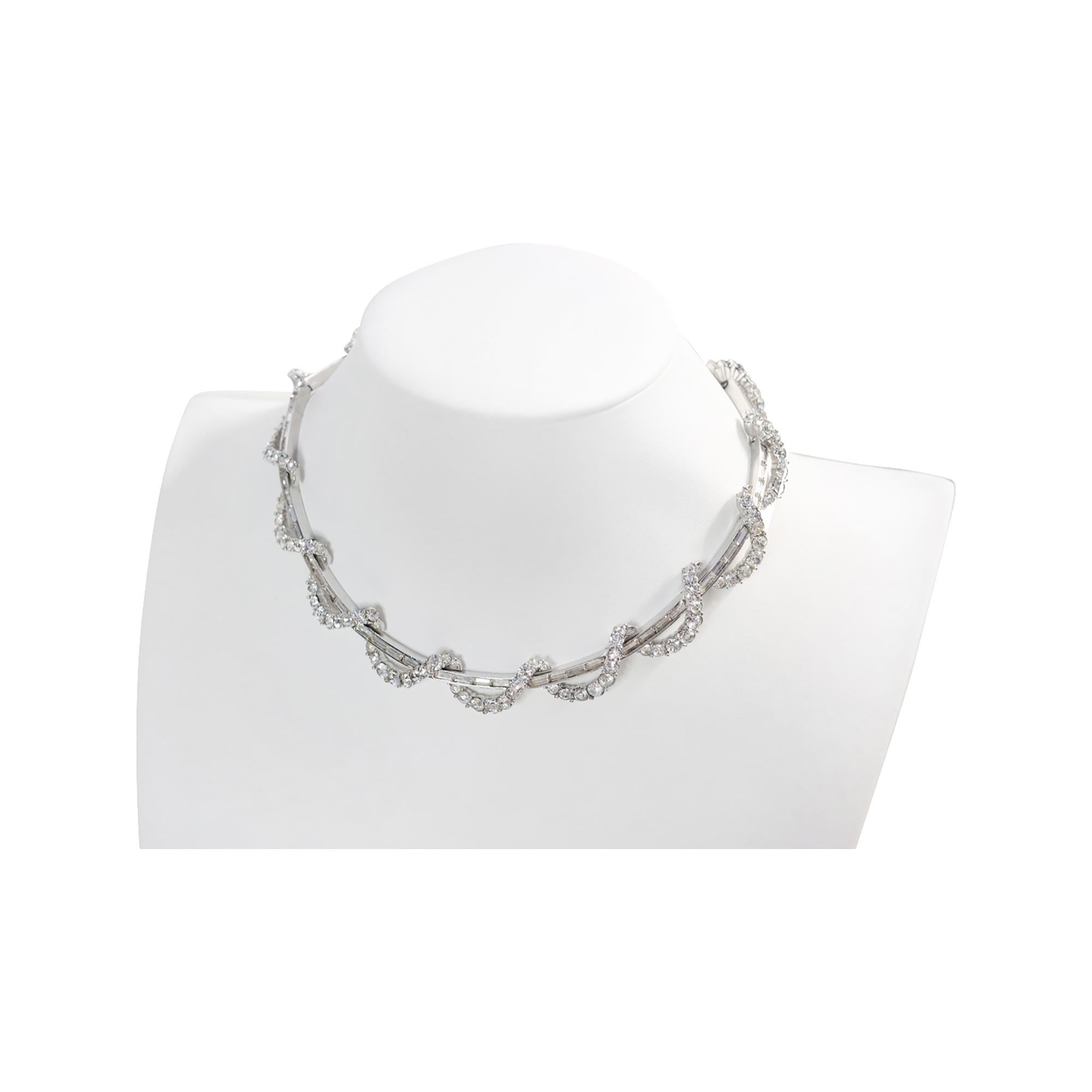 Vintage Boucher Baguette and Round Necklace Circa 1960s For Sale 4