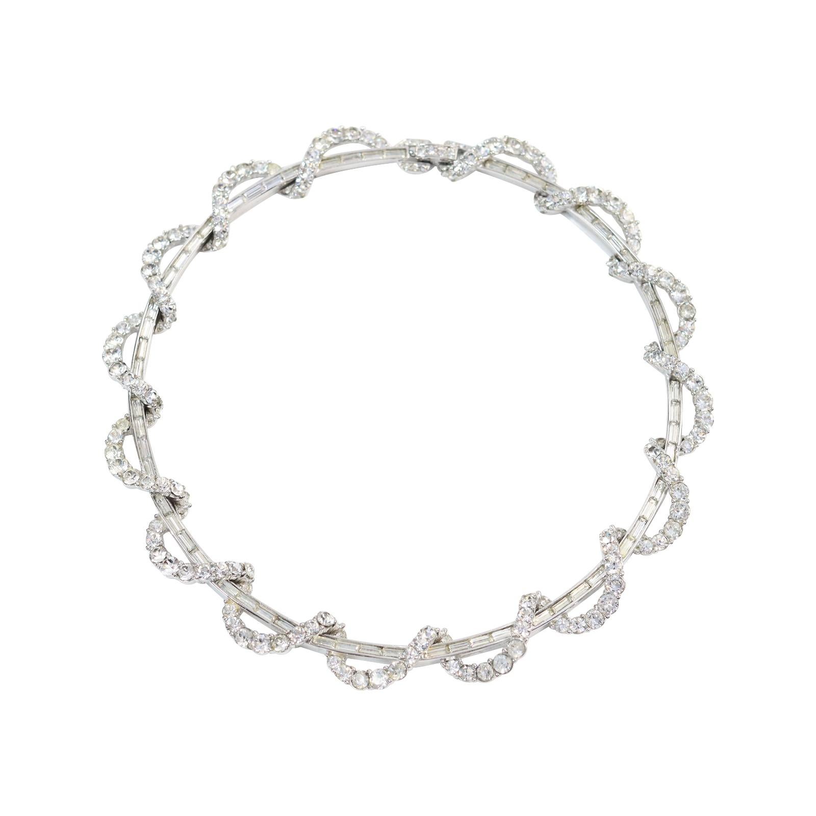 Collana vintage Boucher con baguette e tondi, circa anni '60 in vendita 4